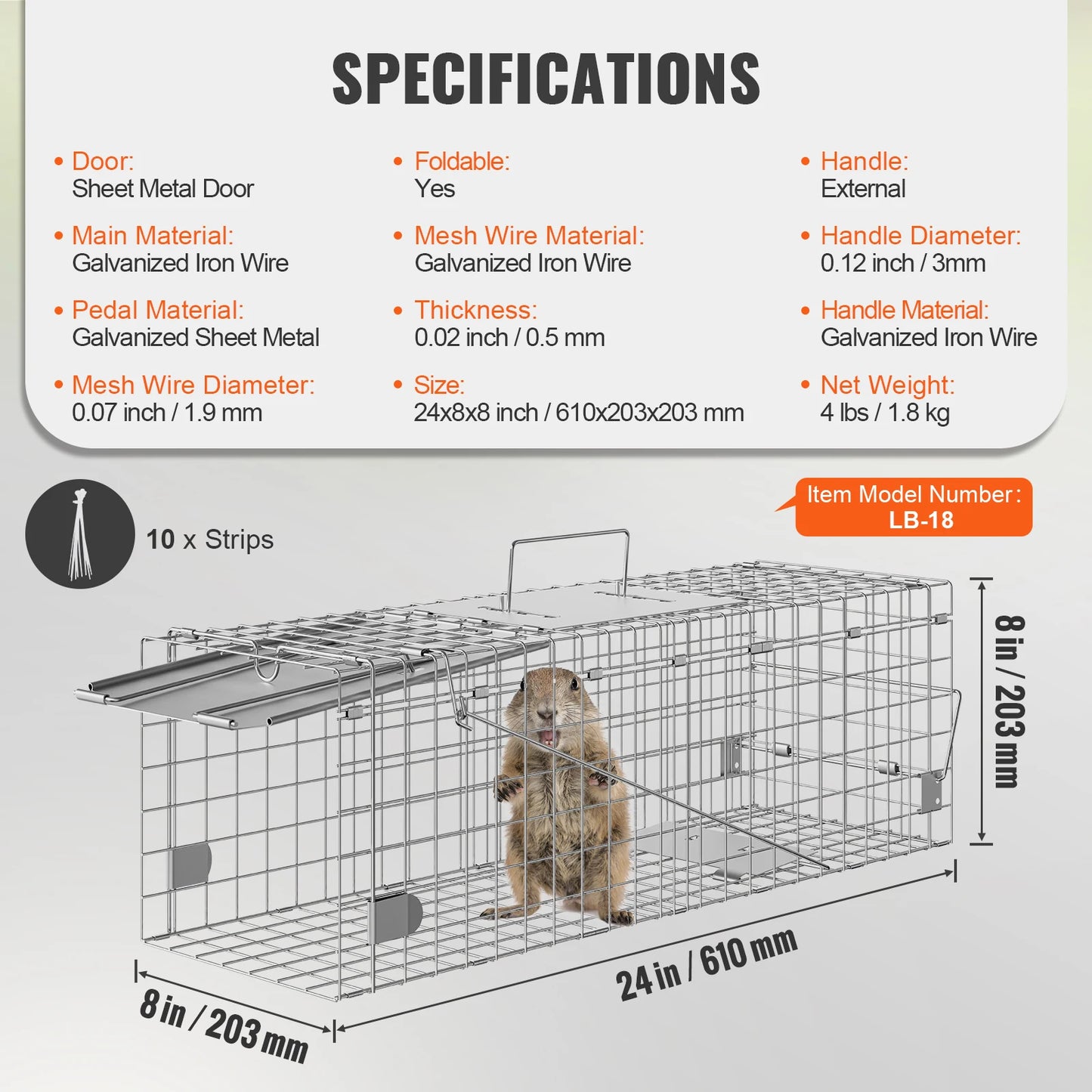 Humane Live Animal Cage Trap For Rodent And Cat Control
