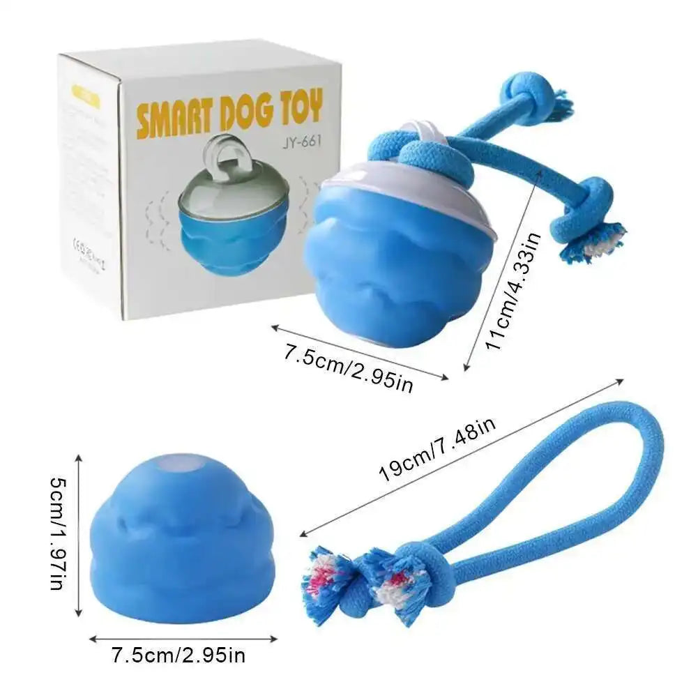Interactive Dog Toys Smart Rolling Ball With Rope Motion Activated Automatic Moving Squeaky Dog Training Puppy Chew Toy Balls