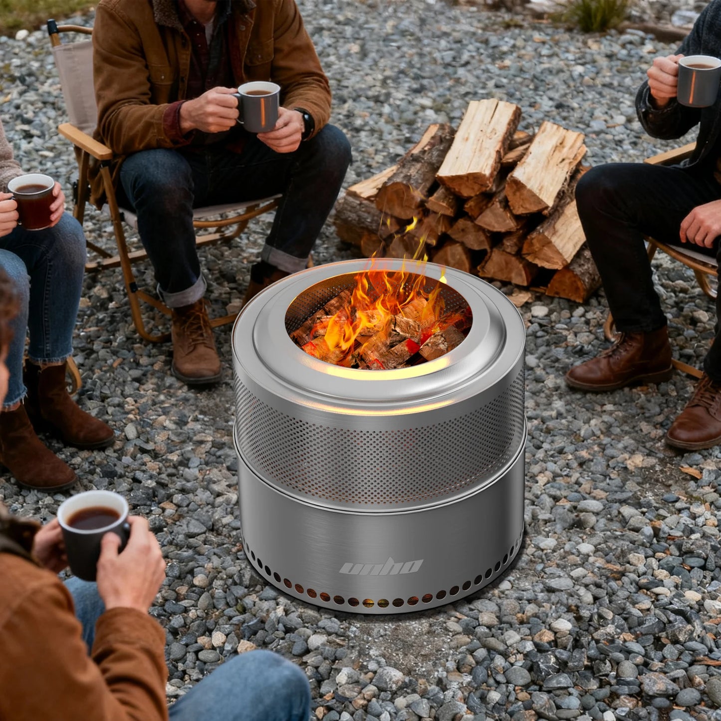 Wood Burning Fire Pit Stainless Steel Smokeless Portable Carry Bag