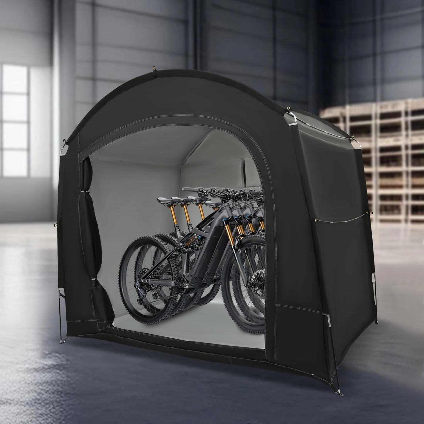Bike Storage Shed for 1-4 Bikes Portable Waterproof Bicycle Shelter Tent 220x150x185cm 210D Oxford Cloth Foldable Sunshade Cover