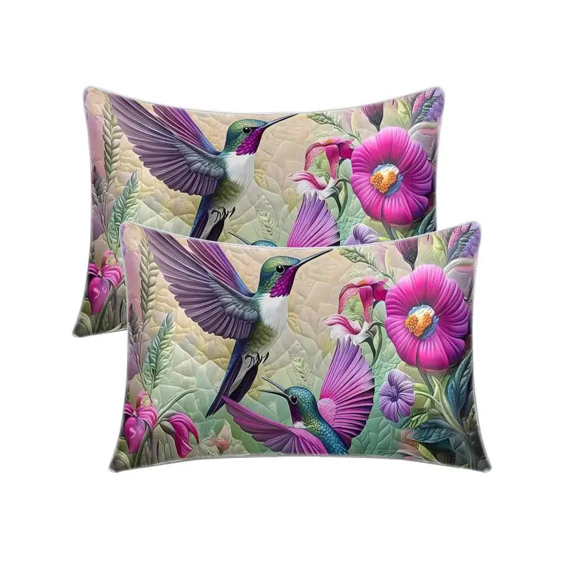 NONECN Decorative Bird Pillow Cover Set With Trumpet Flower Design