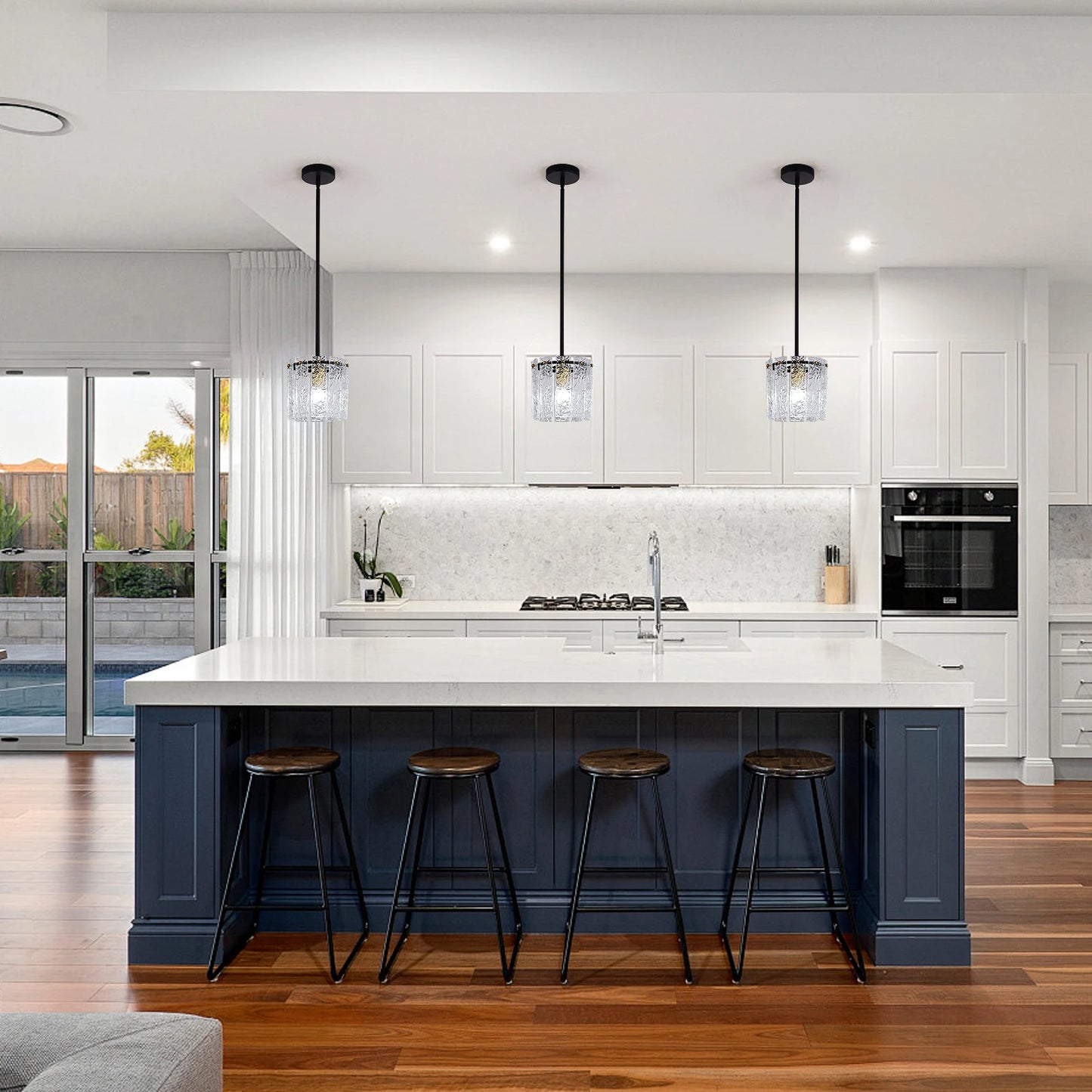 VETRULUS Crystal Glass Pendant Ceiling Light Modern Bedroom Lamp