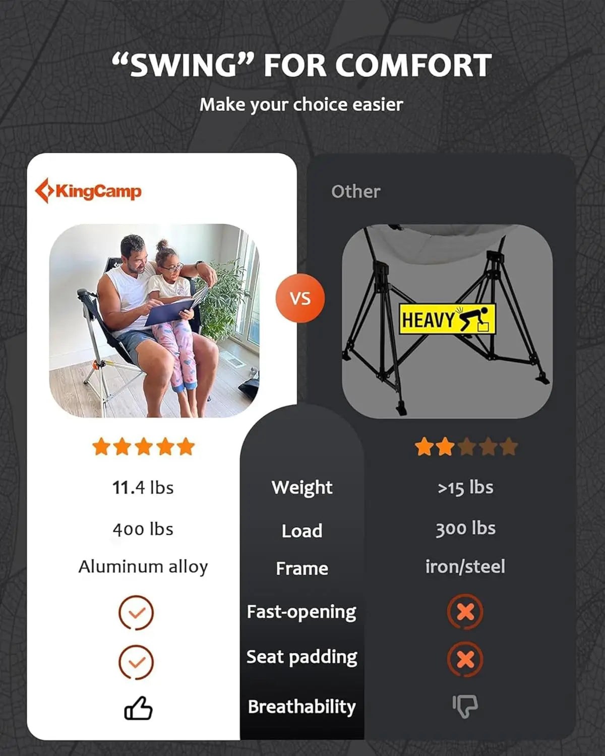 Portable Folding Hammock Chair With Footrest For Outdoors 400lbs Capacity