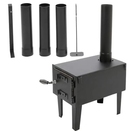 Portable Wood Burning Stove for Outdoor Cooking Fishing Hiking and Travel: Compact Mini Stove with Storable Chimney Pipes Ideal