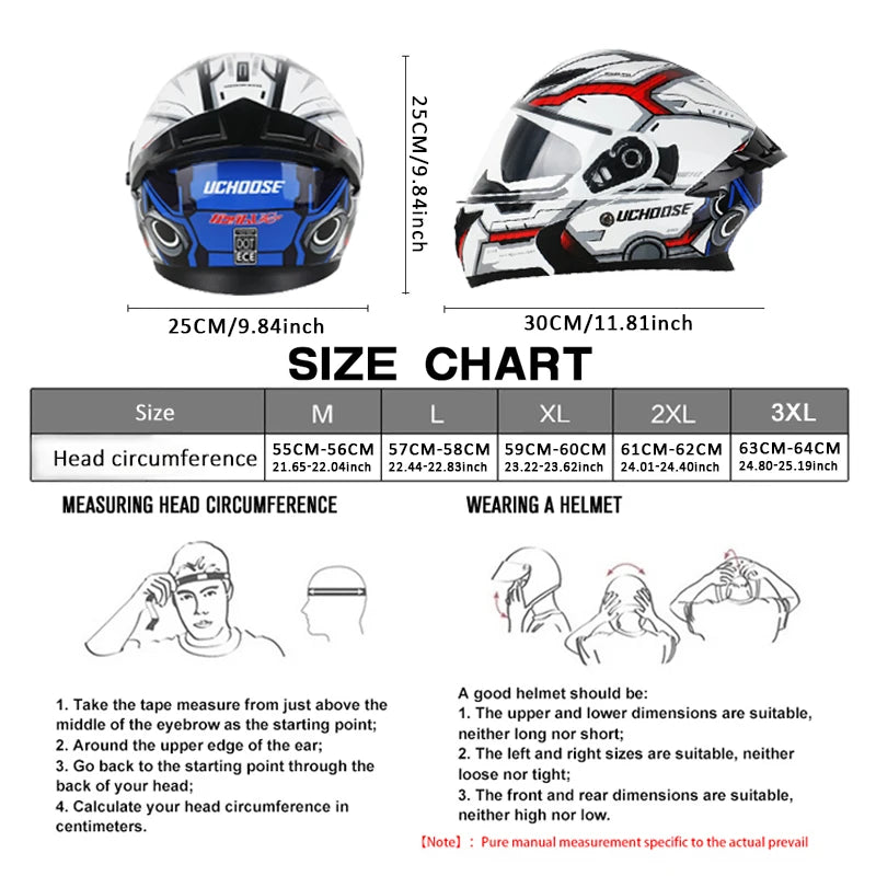 UCHOOSE DOT Motorcycle Helmet Four Seasons Off Road Modular