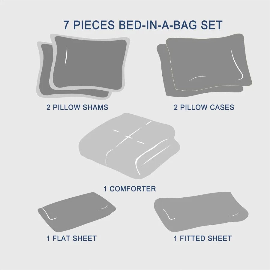 King Bed in a Bag 7 Pieces Burnt Orange Tufted Comforter Set with Comforter Pillow Shams Pillowcases Flat Sheet Fitted Sheet