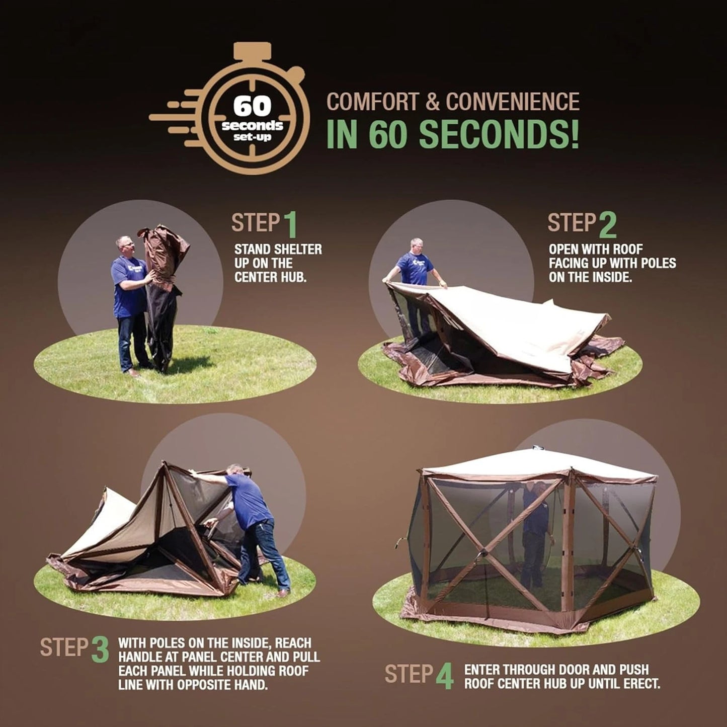 Pop Up Screen Tent Outdoor Gazebo Canopy Pavilion Foldable Portable