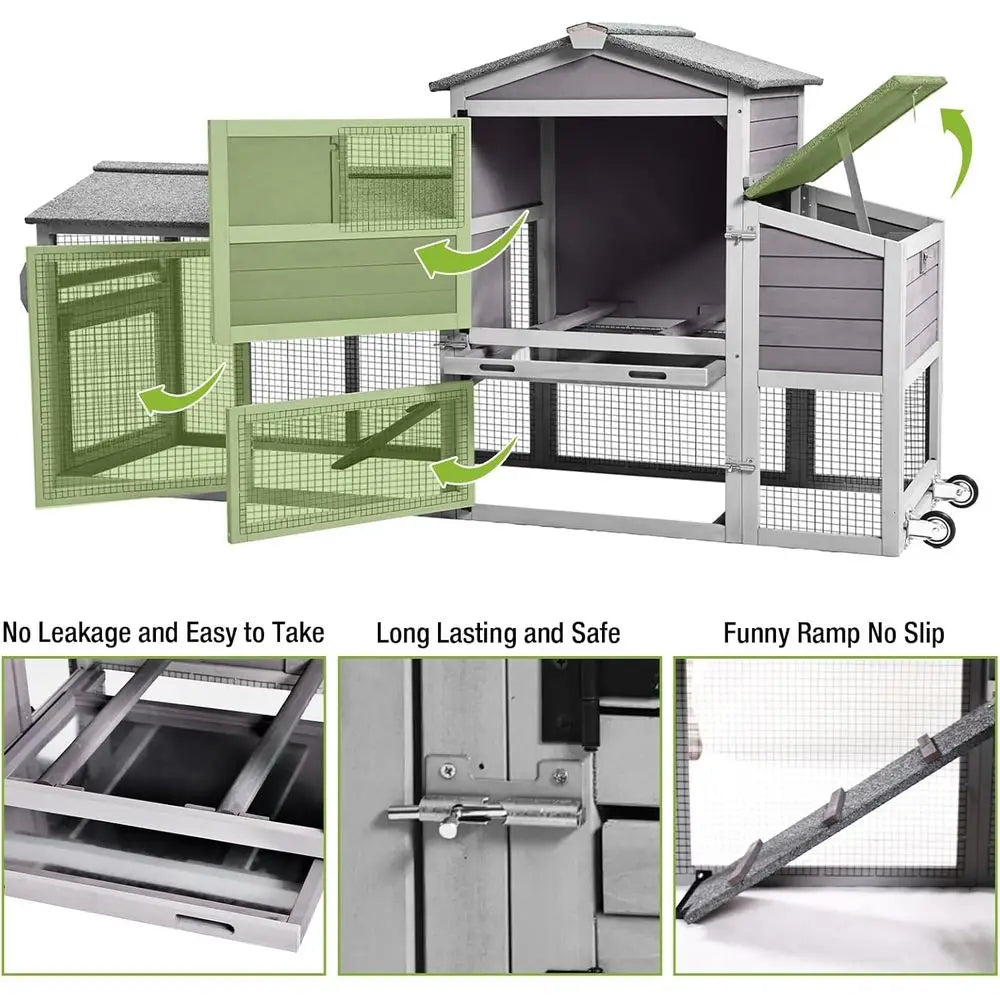 Outdoor Hen House Nesting Box Expandable Wooden Poultry Cage