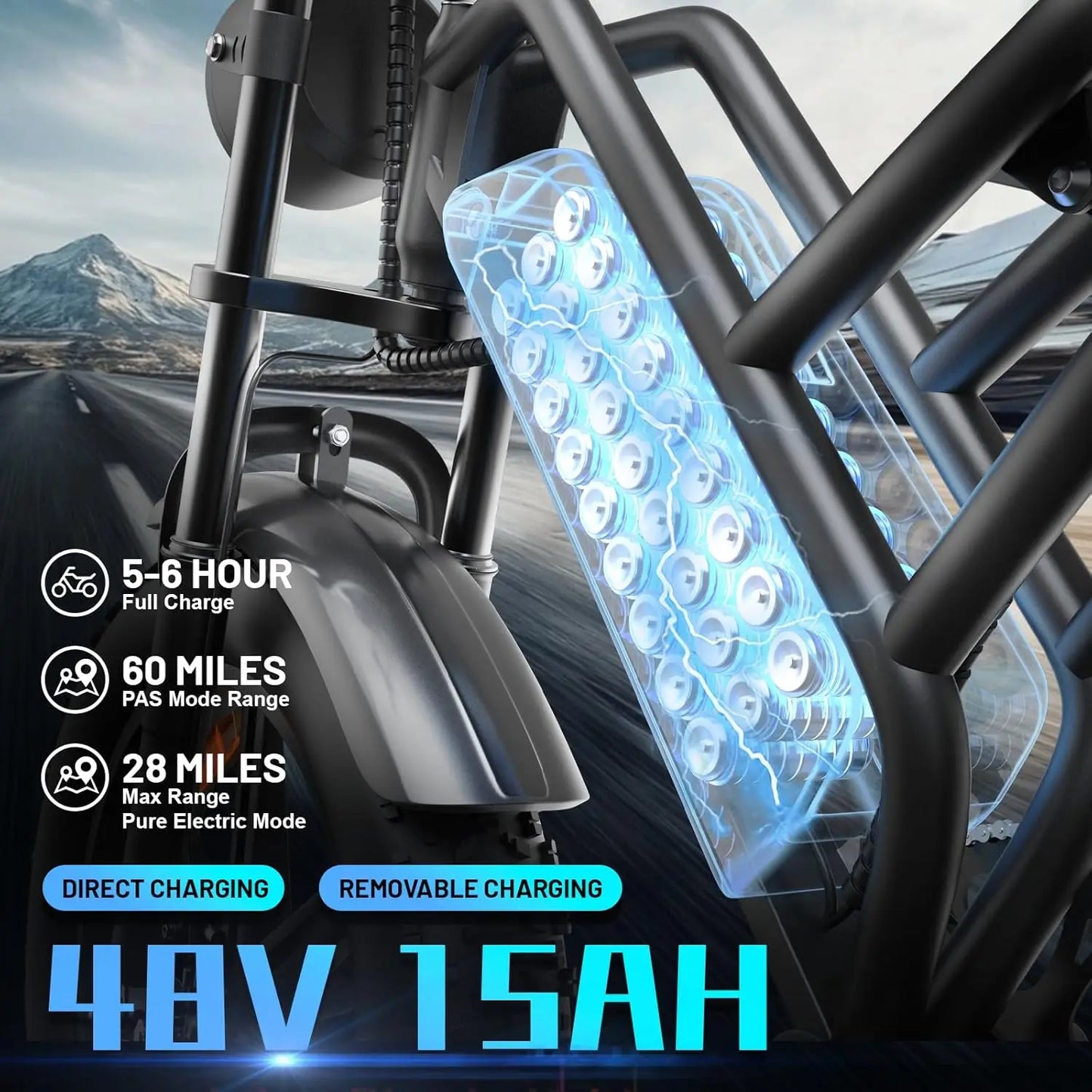 Electric Fat Tire Mountain Bike With 500W 750W 1500W Motor