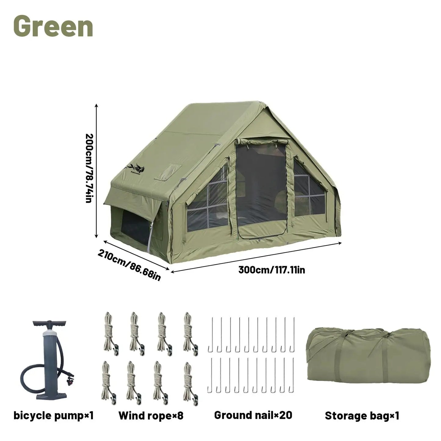 4-8 Person Inflatable Camping Tent - Quick-Setup Air Frame, 4-Season Waterproof Shelter with Stove Jack & Portable Design.