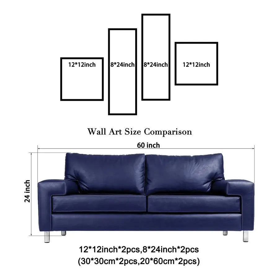 Handpainted Modern Canvas Wall Art Framed Floral Decor