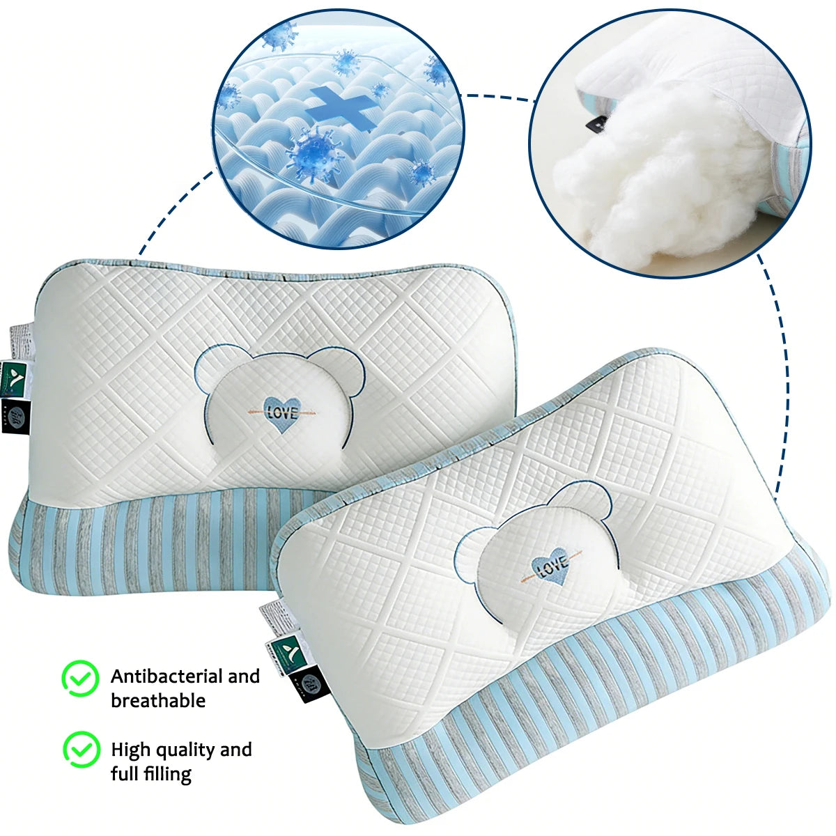 Cooling Sleep Pillow with Neck Support, Featuring a Breathable and Skin-Friendly Pillowcase