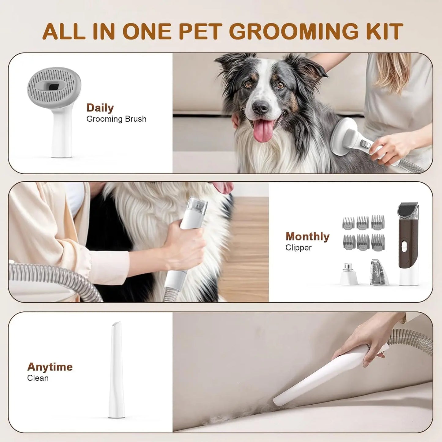 Dog Grooming Vacuum With Clipper And Nail Grinder Kit