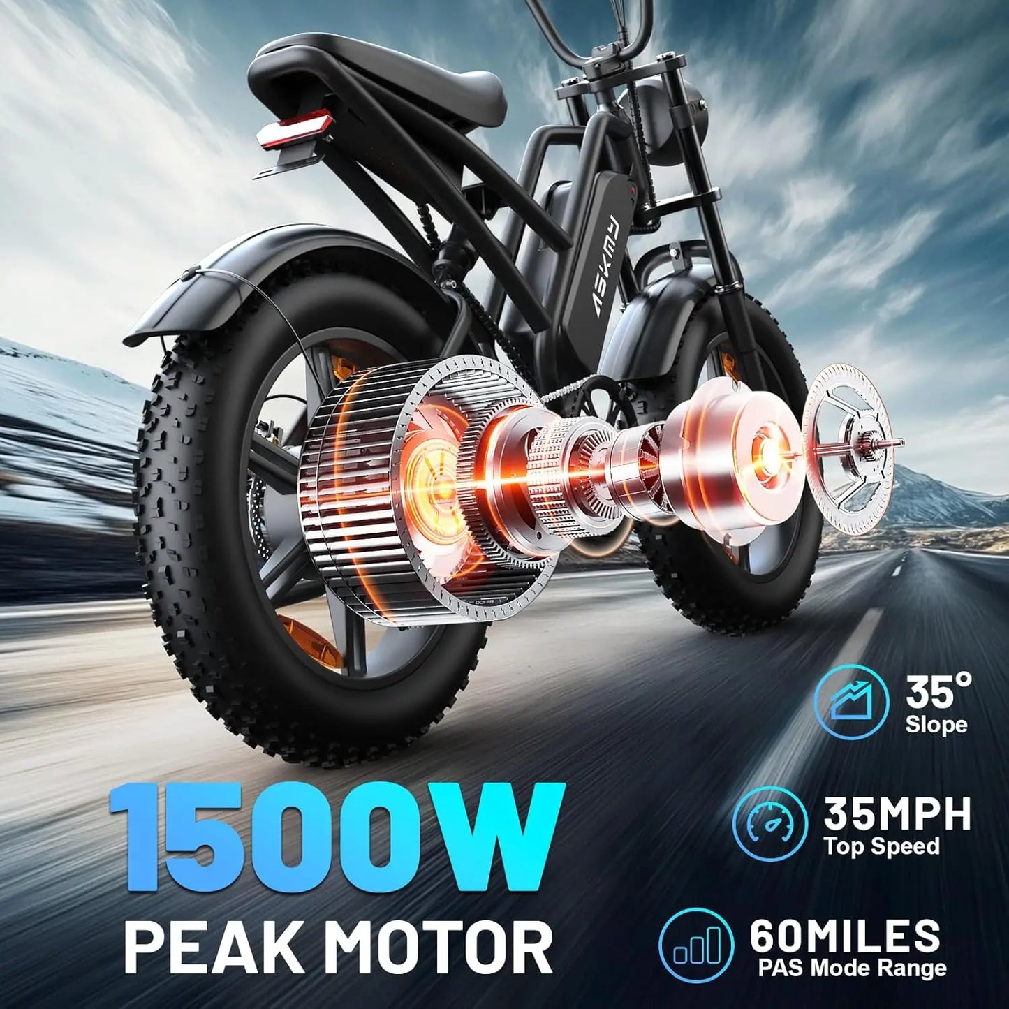 Electric Fat Tire Mountain Bike With 500W 750W 1500W Motor