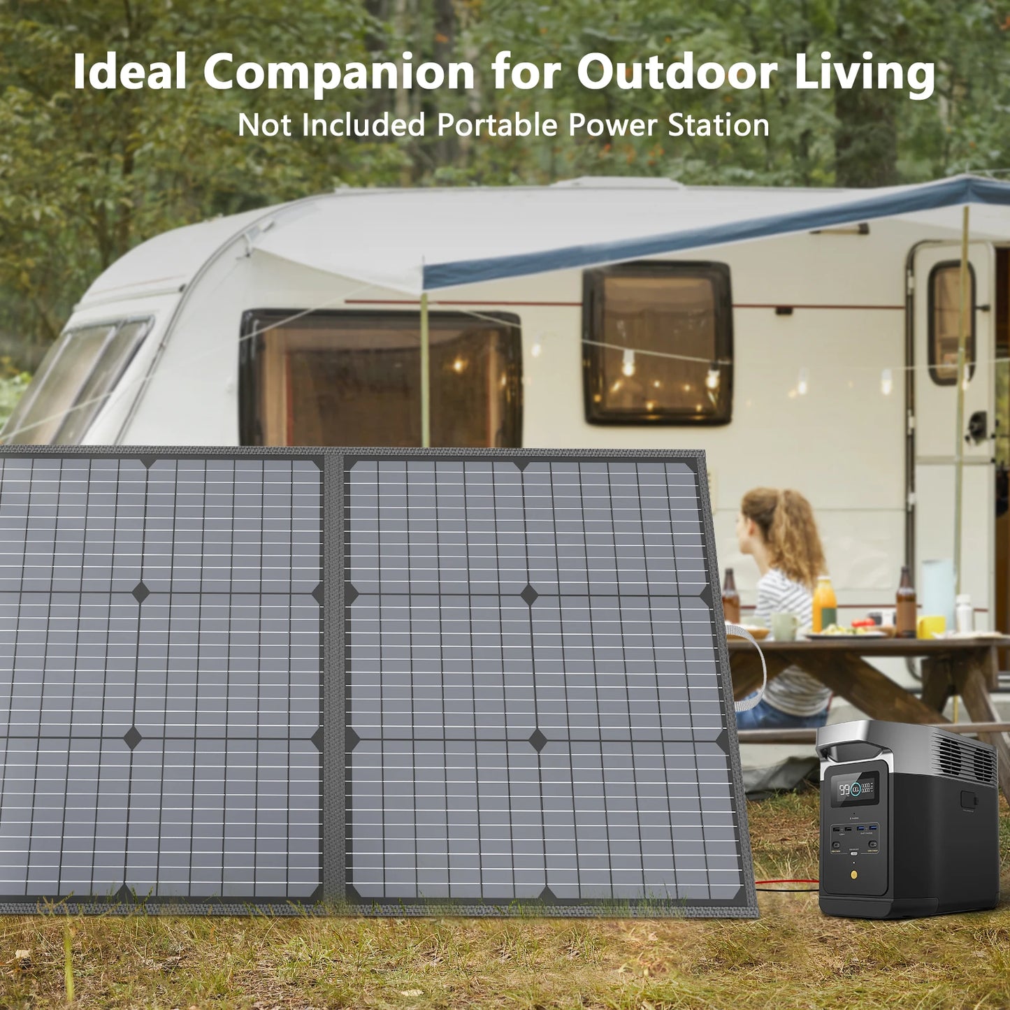 MHPOWOS 220/400W Lightweight Portable Solar Panel , Foldable Solar Panel with Kickstands for RV,Camping, Off Grid System