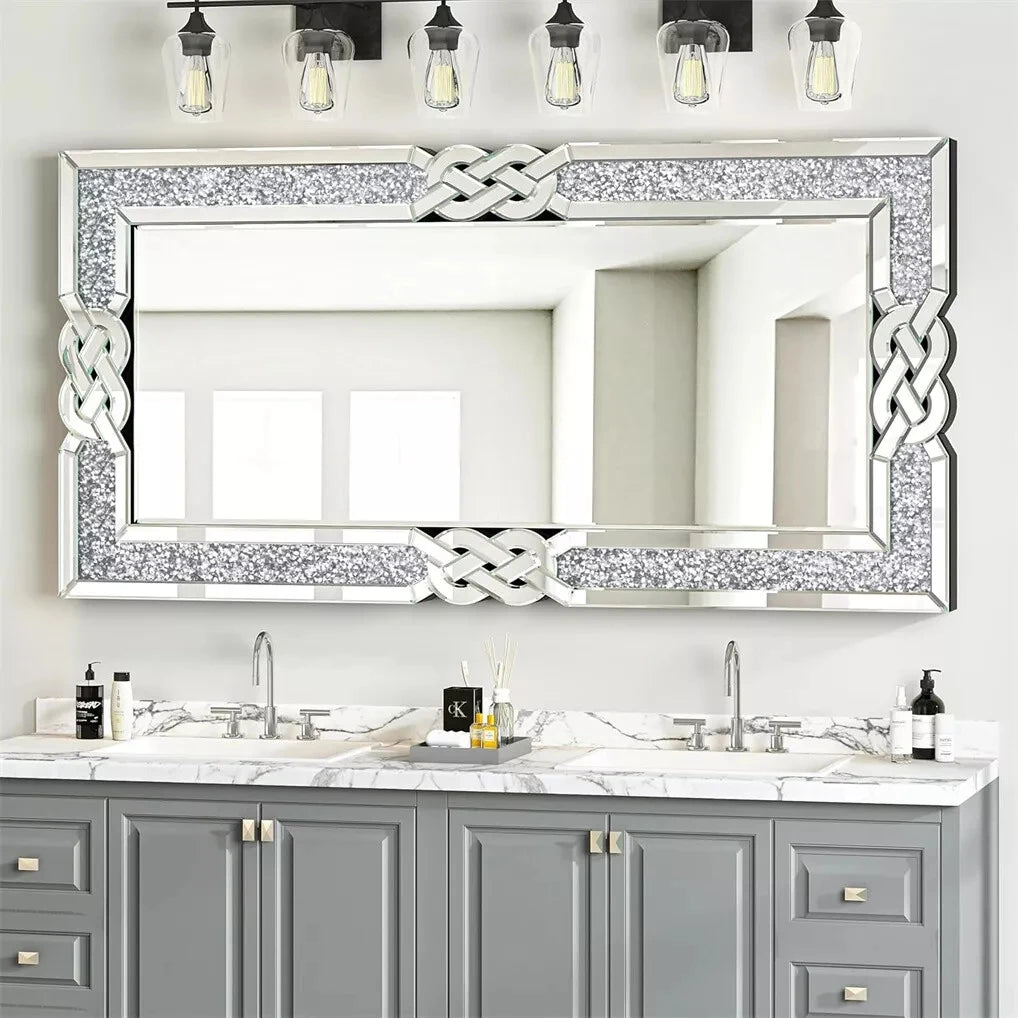 Wisfor Crushed Diamond Wall Mirror With Crystal Frame Edge