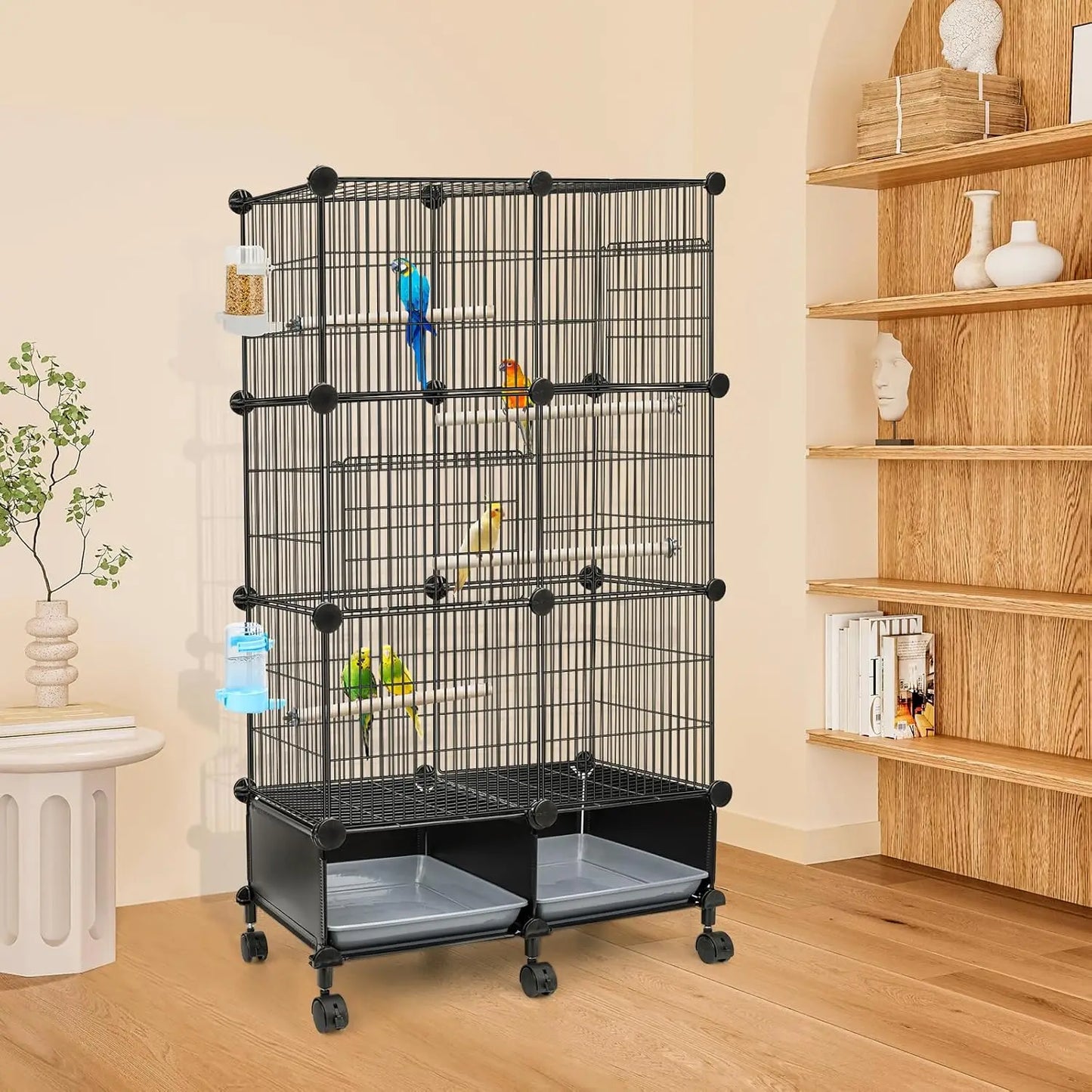 Parrot Cage With Wood Perches And SlideOut Tray Access