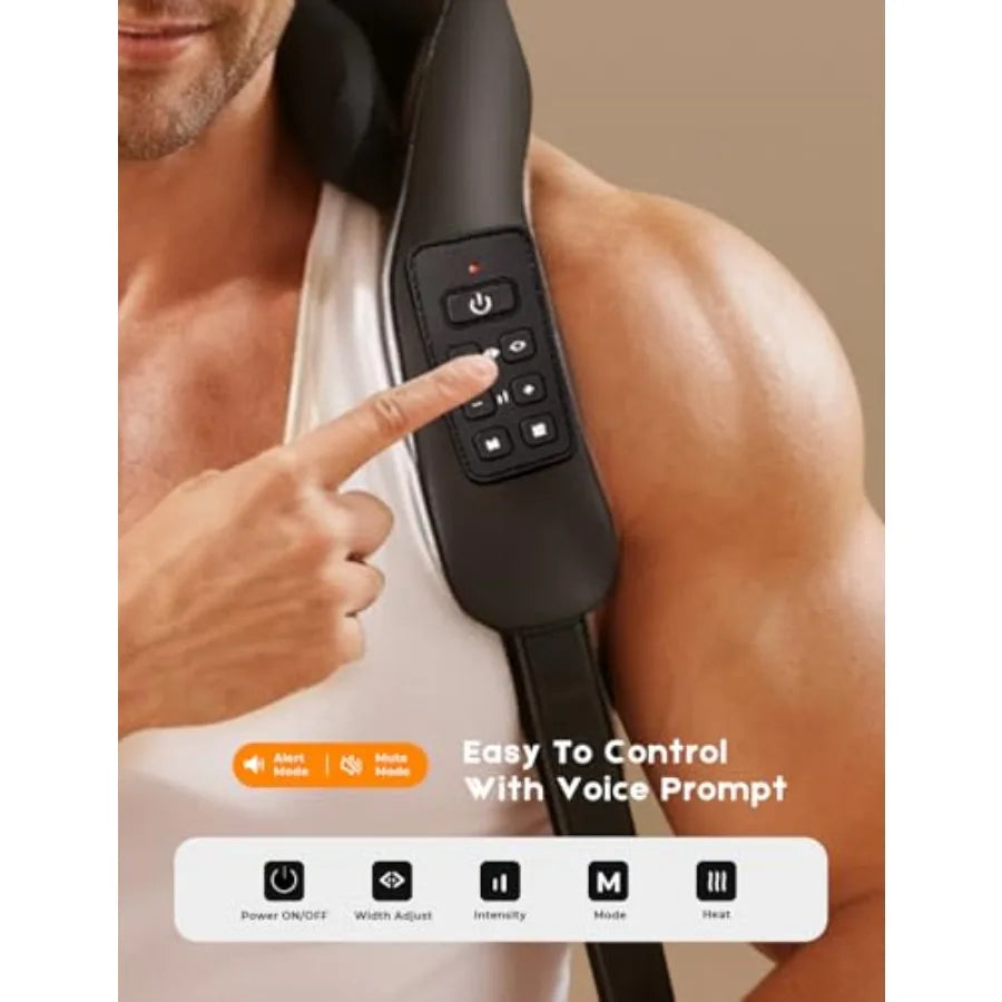 Shiatsu Neck Massager with Heat for Pain Relief Deep Tissue Upgraded Adjustable Width 4D Kneading Shoulder Massage Electric Bac