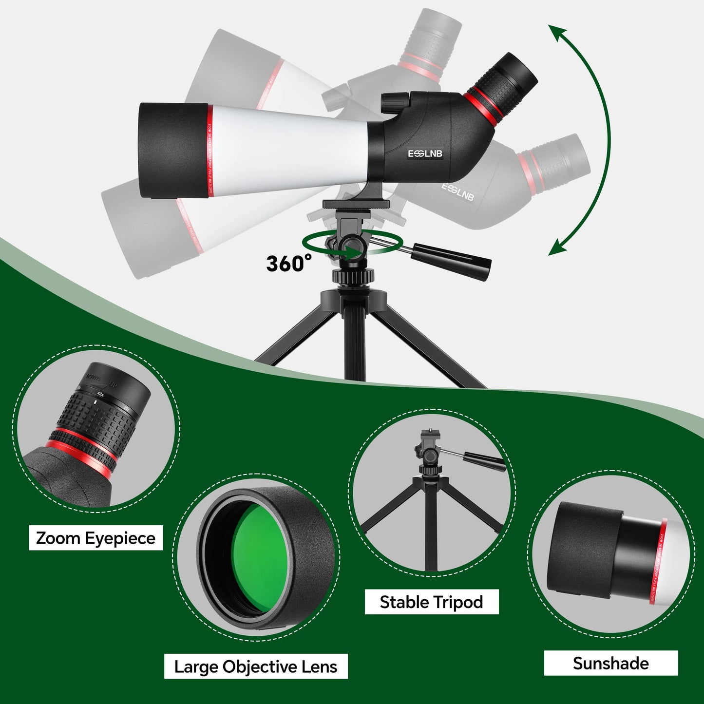 20-60X Zoom Spotting Scope With FMC Lens HD Vision