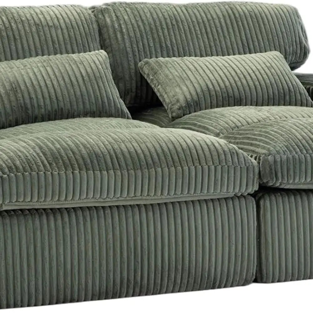 Double Chaise Lounge Sofa With Corduroy Upholstery And Sleeper Function