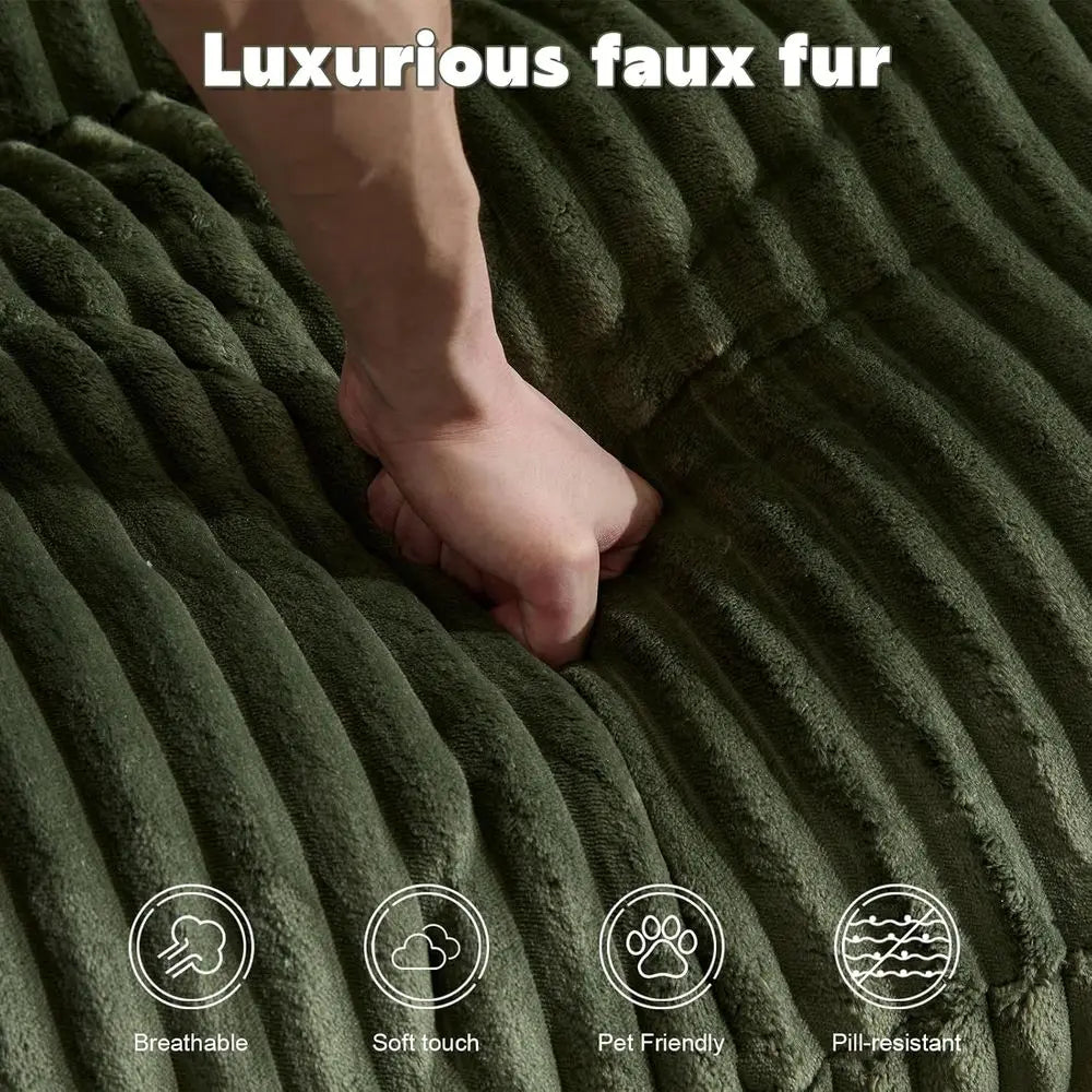 Double Chaise Lounge Sofa With Corduroy Upholstery And Sleeper Function