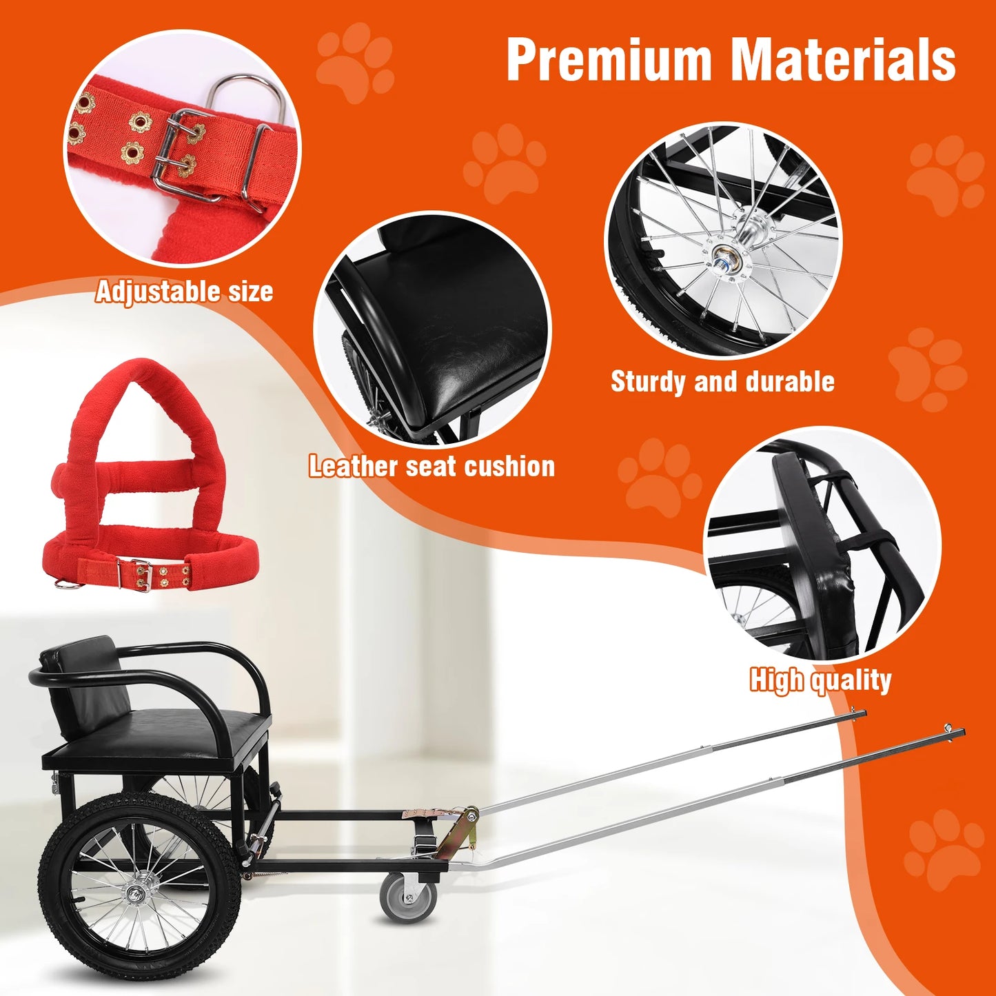 40-60KG Dog Pulling Stroller Cart Pet Walking Car with Seat Double Brake Pet Trailer for Medium Large Dogs Outdoor Shopping New