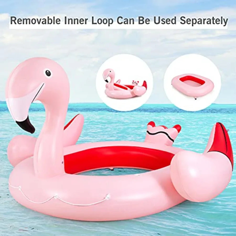 OLOEY Giant Flamingo Pool Float for Adults With Cup Holders