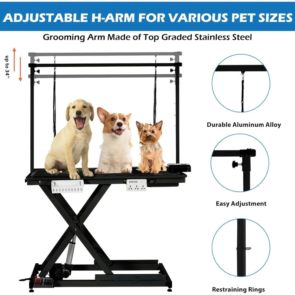 50'' Professional Electric Dog Grooming Table, Pet Grooming Table for Large Dogs Heavy Duty Height Adjustable with Dog Grooming