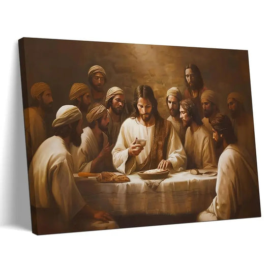 Jesus Canvas Wall Art Last Supper Christian Decor Dining Room
