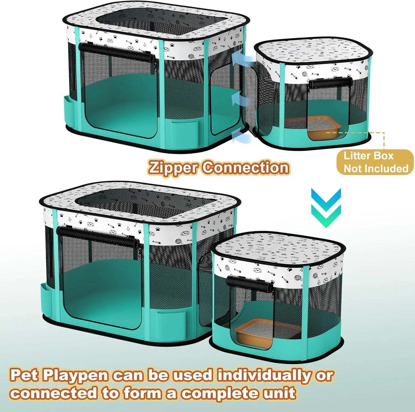 Foldable Pet Playpen with 8-Rod Stability, Indoor/Outdoor Use for Cats and Small Dogs, Easy Setup and Storage (32x24x22 inches)