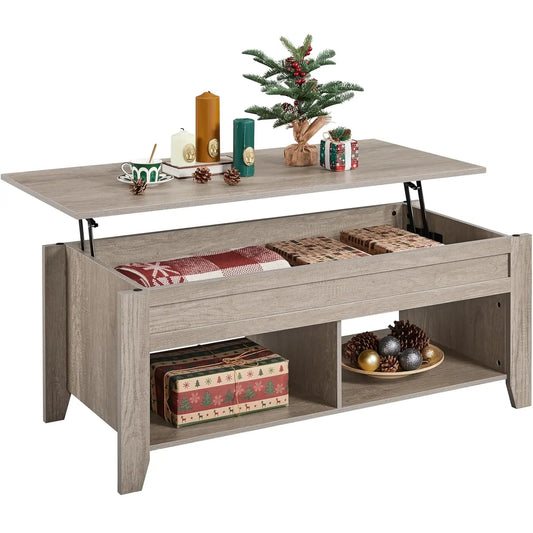 Lift Top Coffee Table With Hidden Storage Lower Shelf