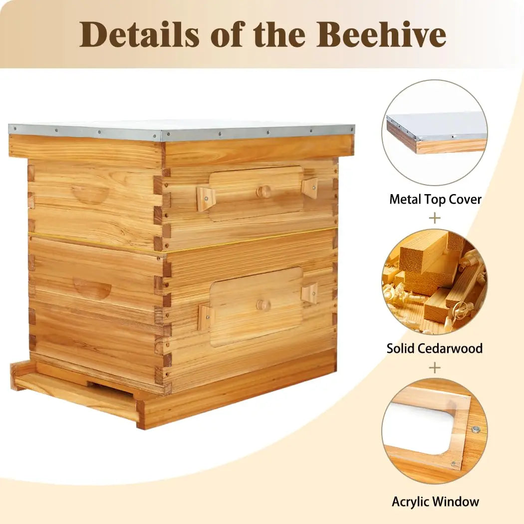 8 Frame Langstroth Beehive Starter Kit With Waxed Foundations