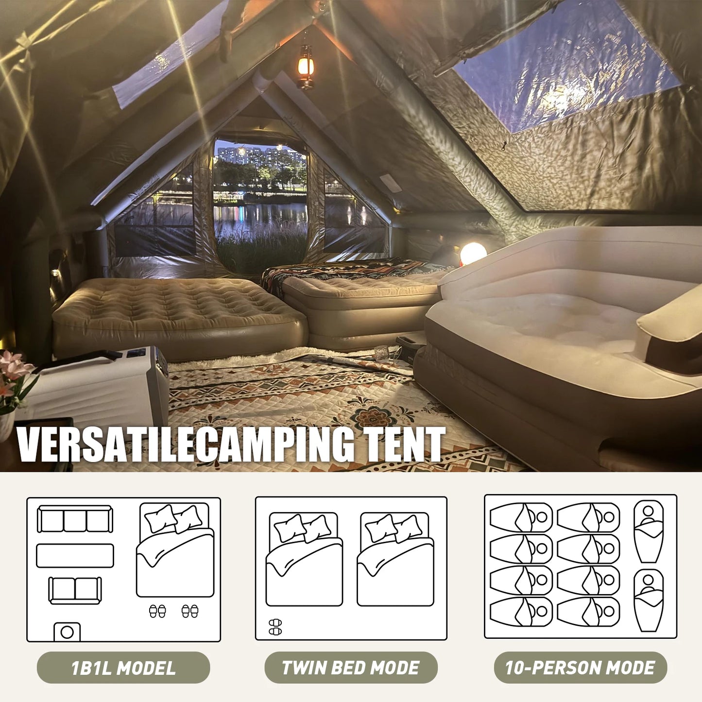SENLEETO Army Green Waterproof Windproof Tent For Camping