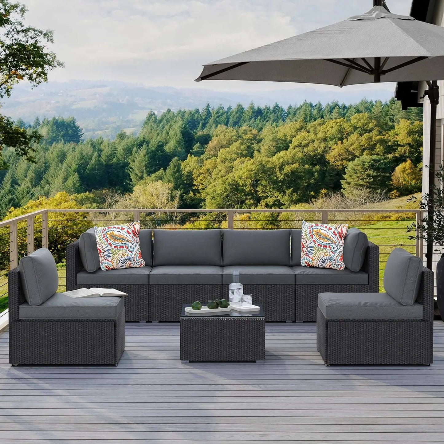 7-Piece Outdoor Patio Furniture Set Handwoven All-Weather Rattan