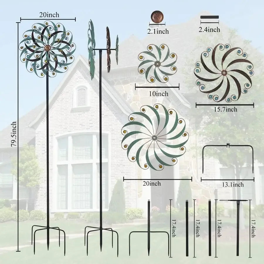 Large Metal Wind Spinners for Outdoor, Metal Yard Art Wind Sculptures amp Spinners for Yard and Garden Decorations 20x80 Inches