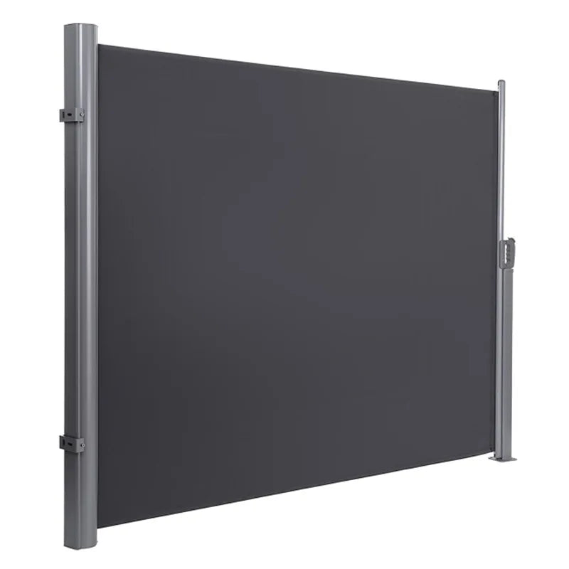Retractable Side Awning Polyester Screen Folding Room Divider Fence Iron Base with PU Coating for Garden Backyard Terrace Indoor