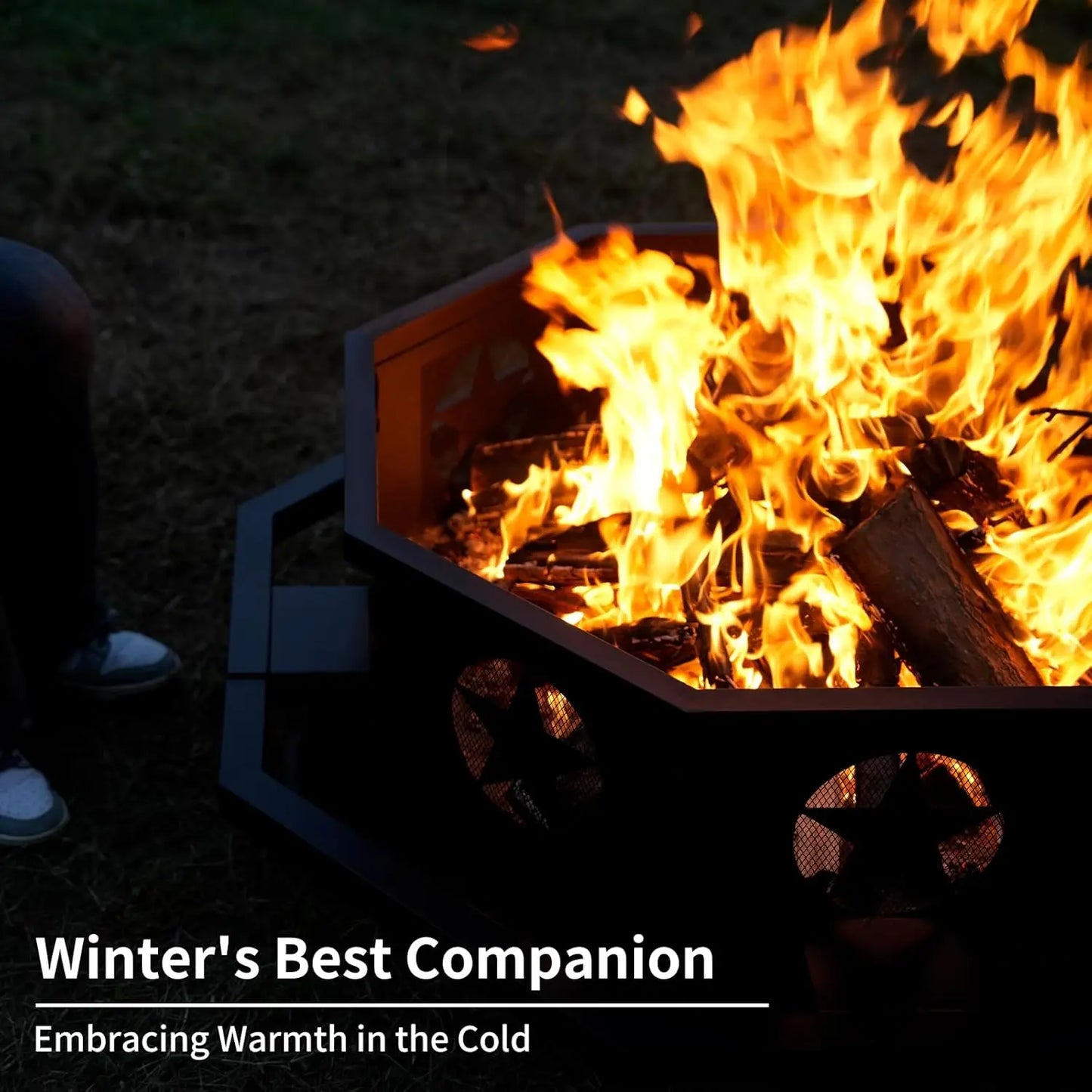 45 inch Large Fire Pit, Outdoor Fire Pit with Heavy Duty Construction, Wood Burning Fire Pits for Outside Octagonal, Customized