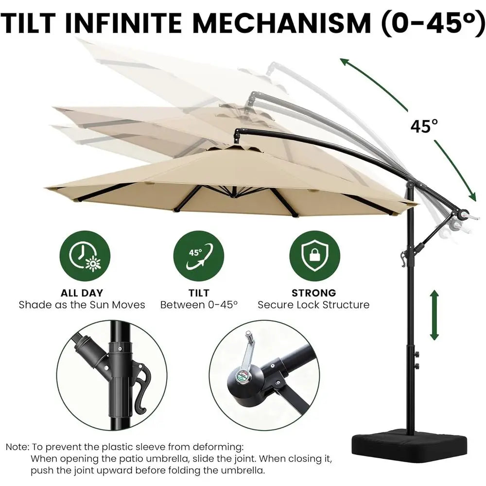 Outdoor Cantilever Patio Umbrella With Base Included Yarn Dyed Fabric