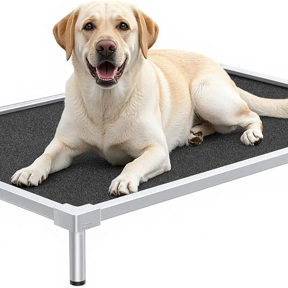 Large Indestructible Aluminum Dog Bed - Heavy Duty, Chew-Proof, Cooling, Raised Pet Cot for Outdoor Use, 48.4x32.7x7