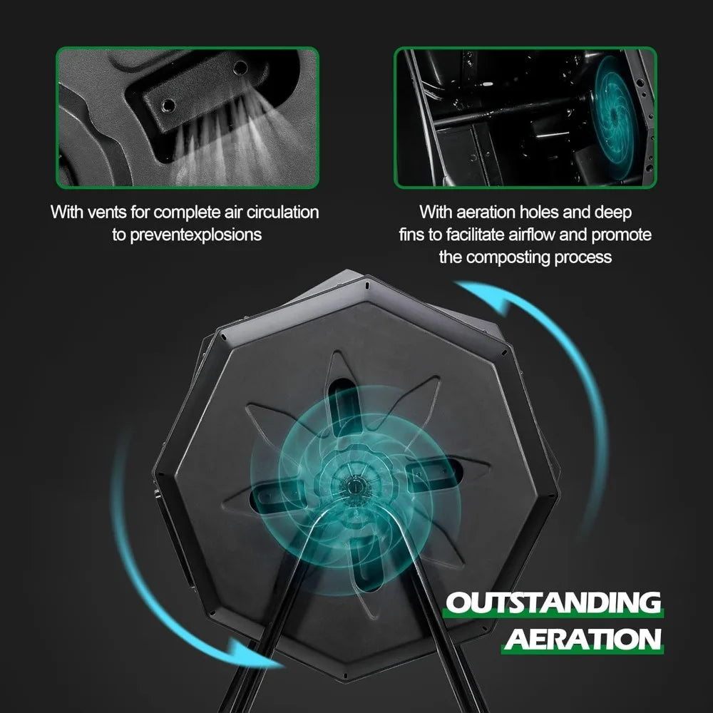 Dual-Chamber 43 Gallon Compost Tumbler Bin