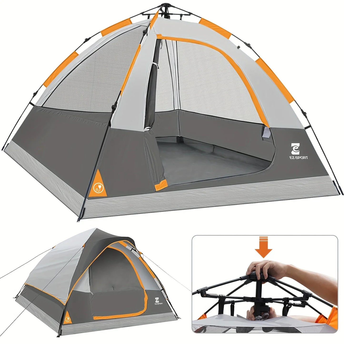 Pop Up Camping Tent - 4 Person Instant Easy Set Up Tent with Removable Rain Fly, Waterproof Windproof for Outdoor Camping