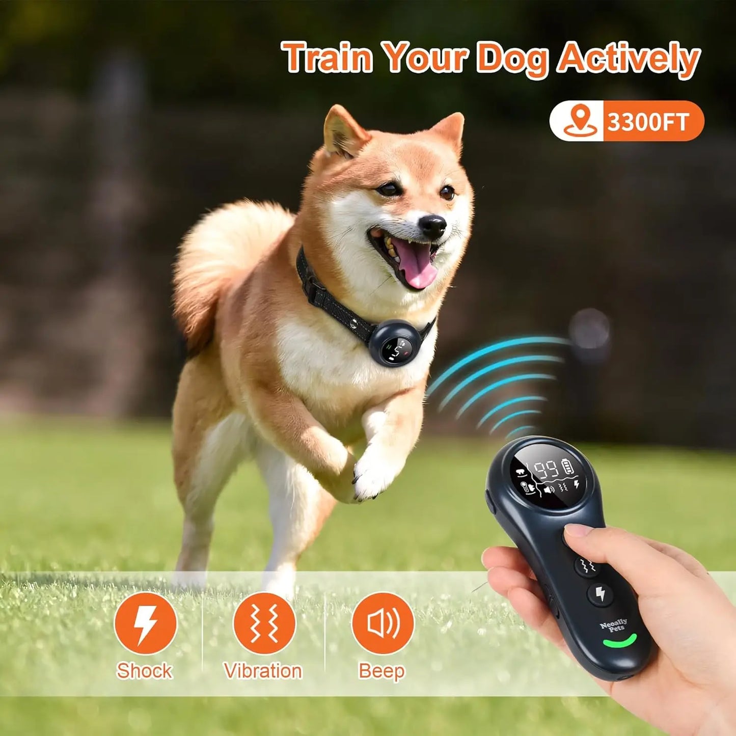 Neoally 2 in 1 Dog Training and Bark Control Collar: Smart Anti Barking Collar with and with No Remote for 5-150 lbs Small