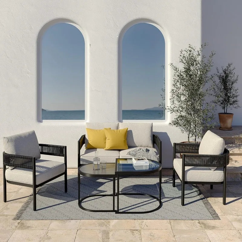 Outdoor Furniture Set With Cushions And Coffee Table For Patio