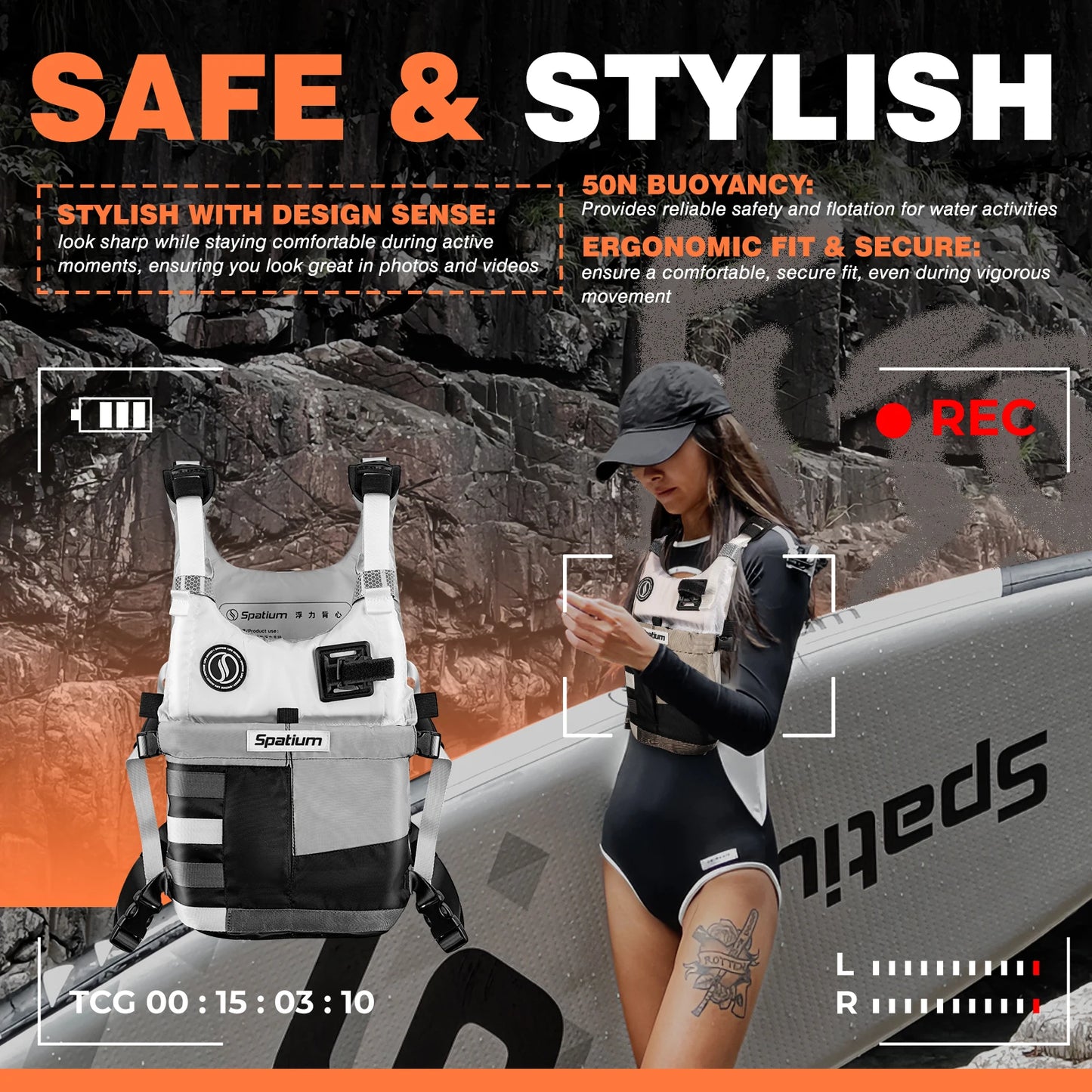 Spatium Adult Life Vest Kayak Surfing Water Sports Life Jacket