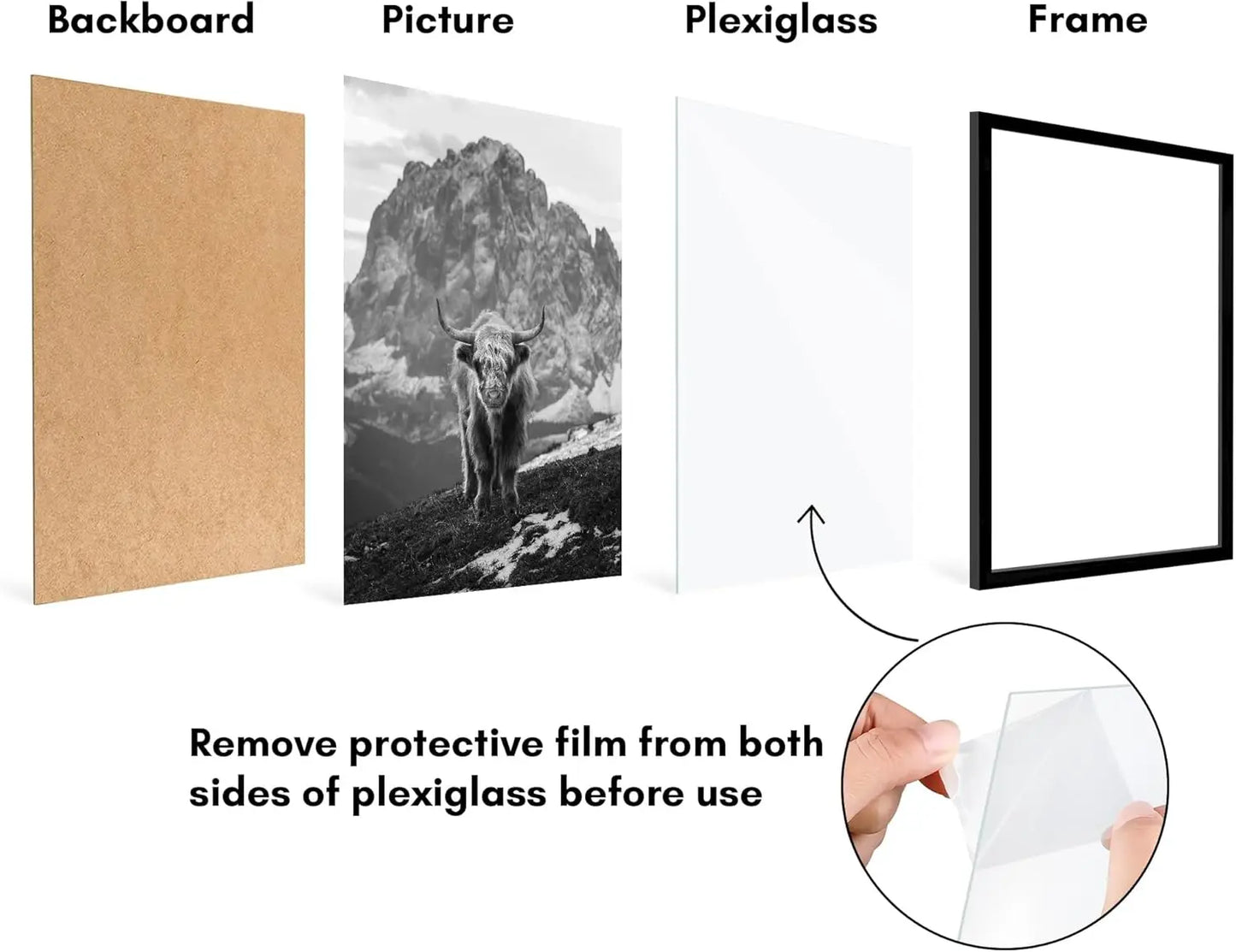 Set Of Five Poster Frames With Durable Polished Plexiglass Display