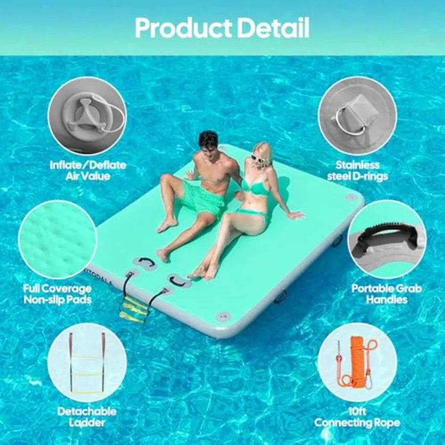 Inflatable Floating Dock Water Island Mat With Non Slip Surface