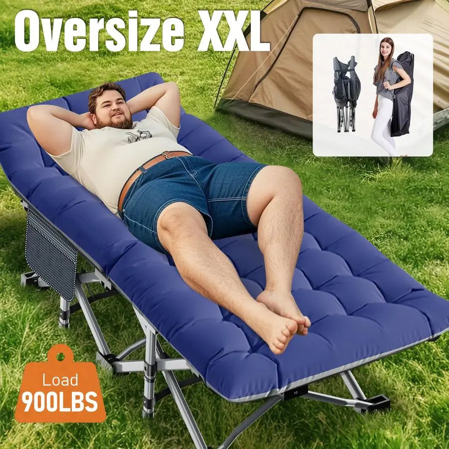Portable Folding Camping Cot With Pad For Outdoor Travel