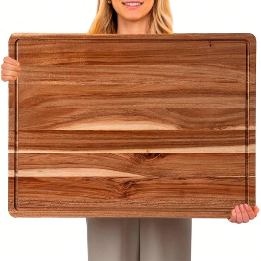 Acacia Wood Cutting Board With Juice Groove Reversible