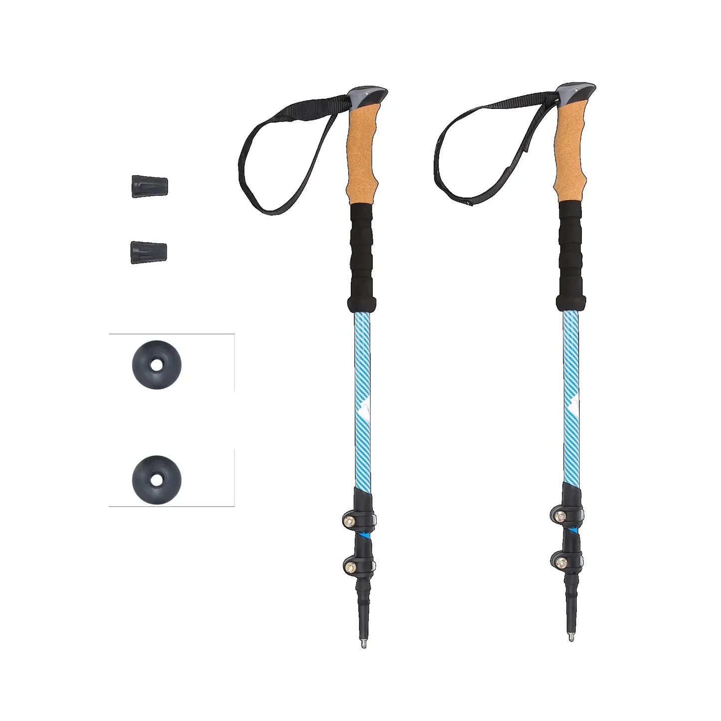 Lightweight Carbon Fiber Trekking Poles Quick-Lock Cork Grip 2-Pack