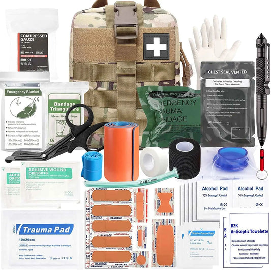 74 Piece Ifak Trauma Kit Upgrade Tactical First Aid Supplies with Molle Pouch Rip Away for Survival Camping